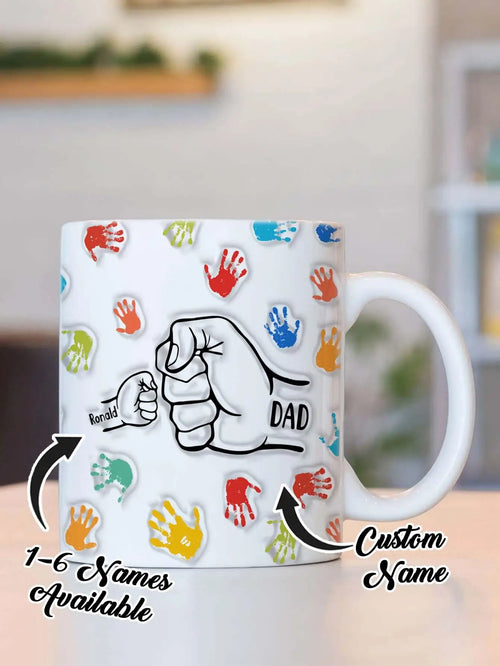 Personalized Dad Mug for Father's Day Custom Name Coffee Cup with 3D Text Effect Custom Name Coffee Cup Gift for Daddy Grandpa