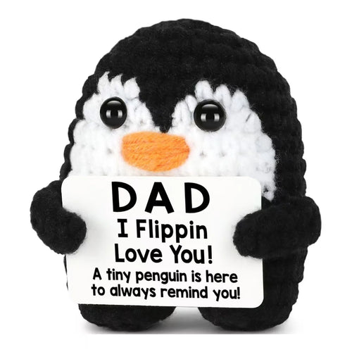 New Handmade Crochet Doll for Mom Dad Knitted Dog Positive Animal Dolls Birthday Fathers Mothers Day Custom Collectible Gift - Color: Love Dad penguin